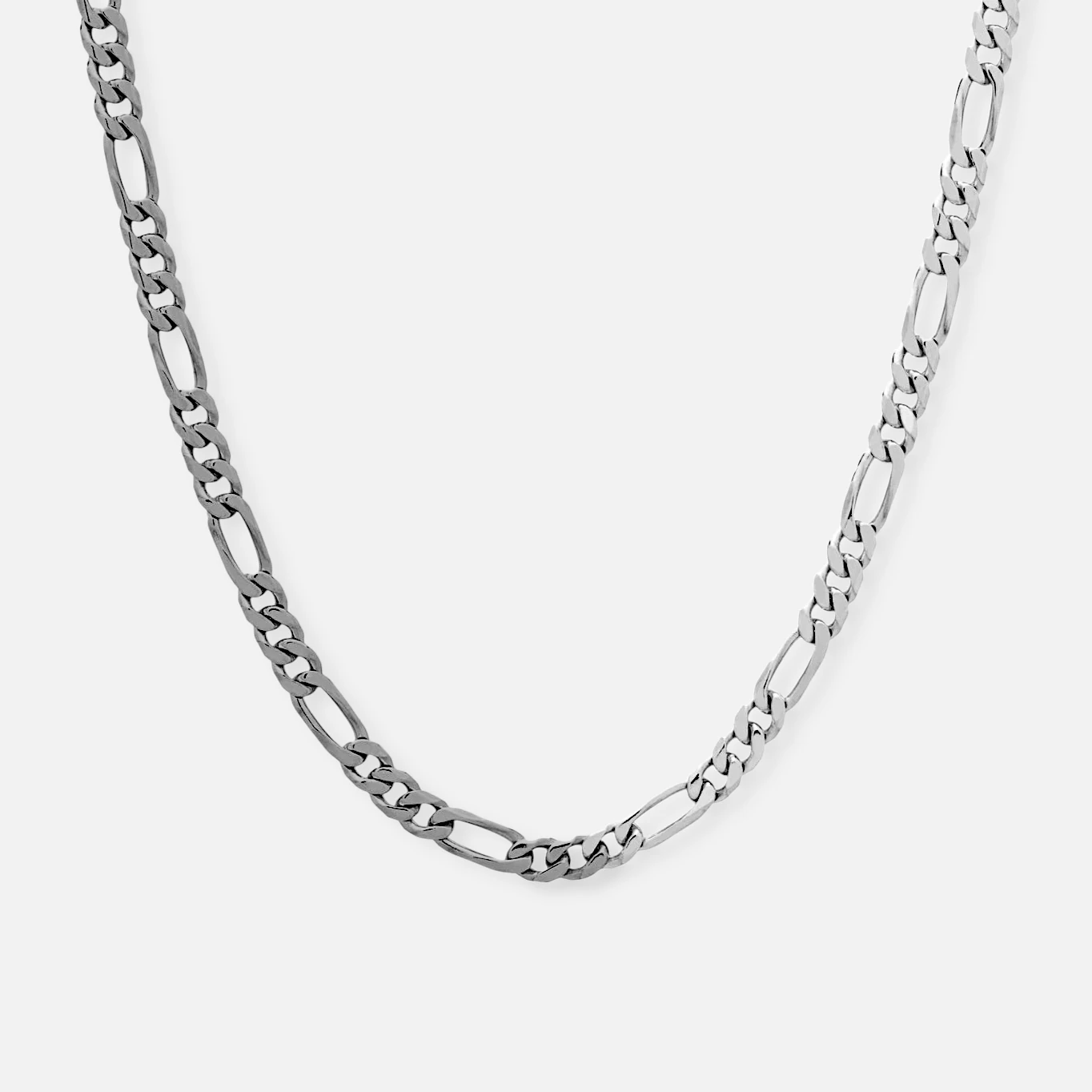 4.5 mm mid figaro chain necklace - silver & black rhodium
